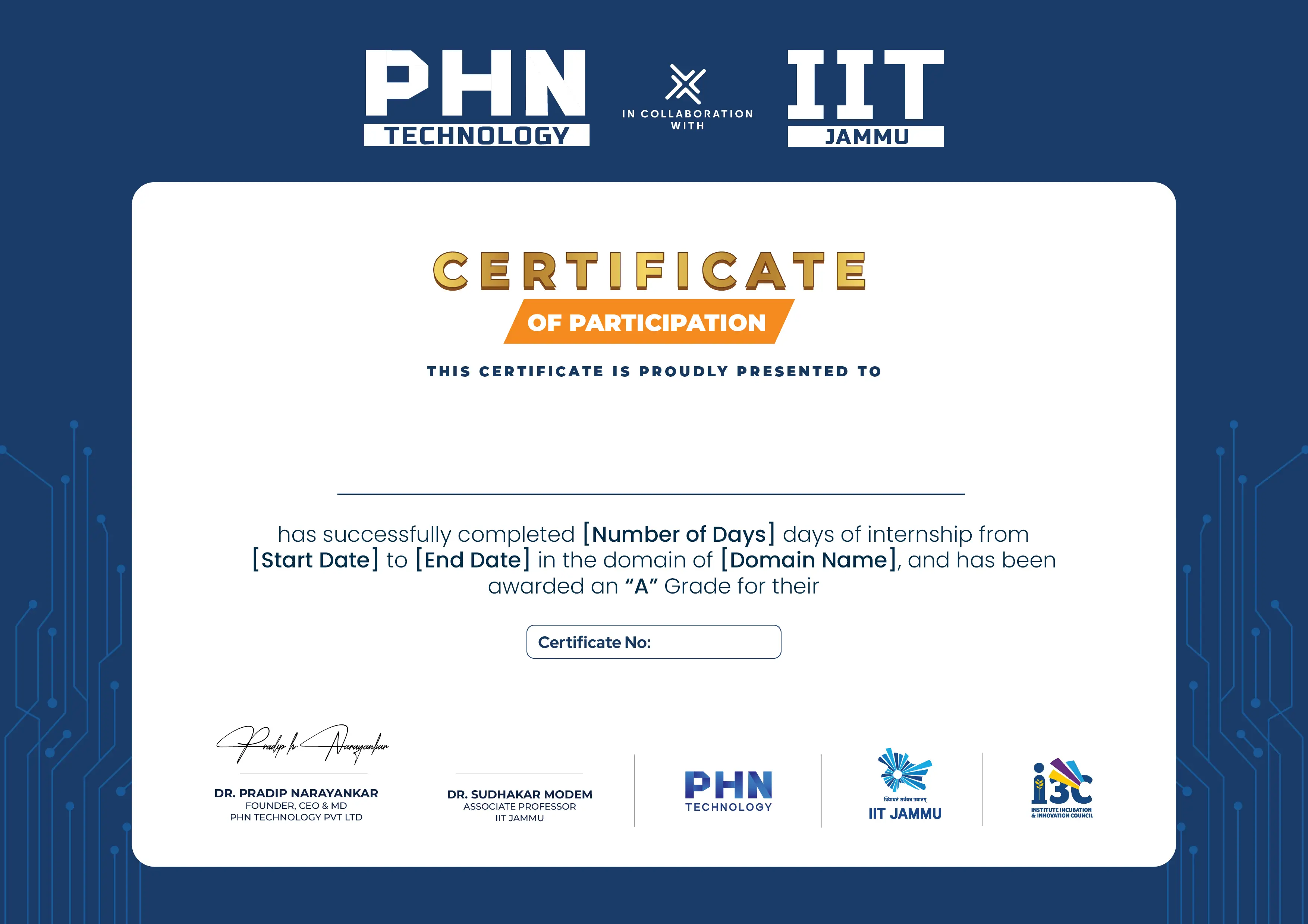 Certificate of Completion — PHN Technology & IIT Jammu