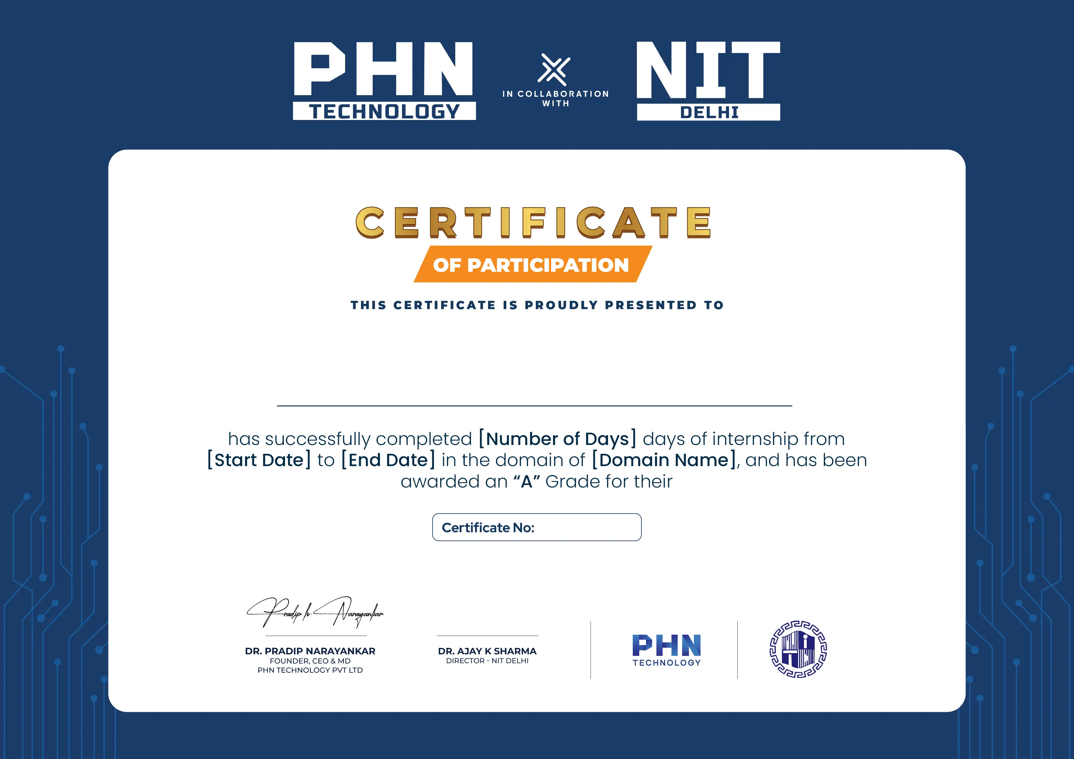 Certificate of Completion — PHN Technology & NIT Delhi