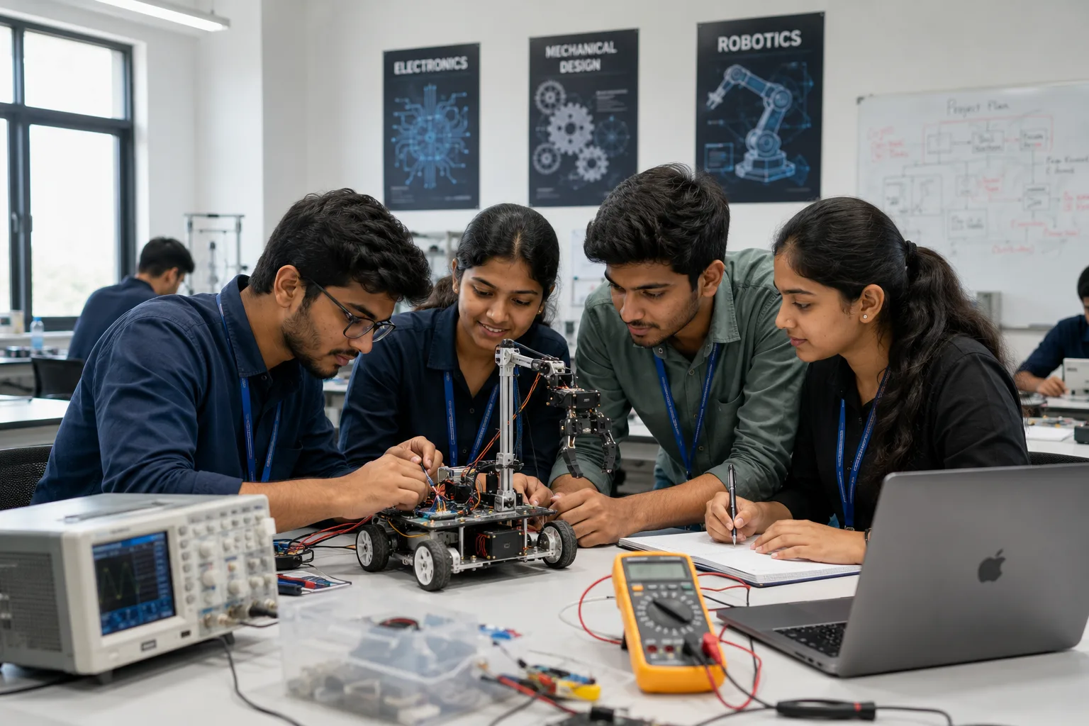 College students working on a STEM engineering project