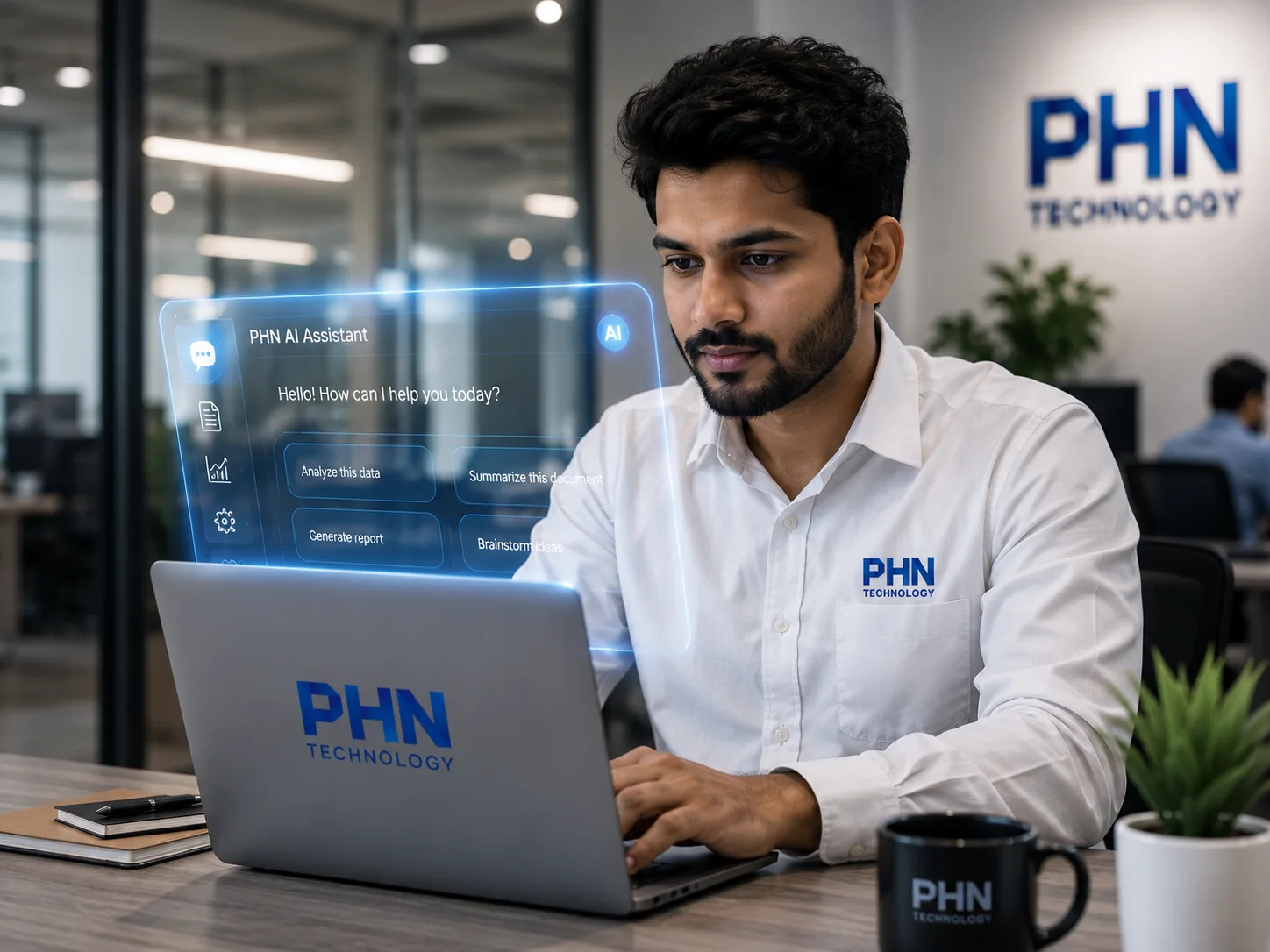 Professional using an AI tool for job training