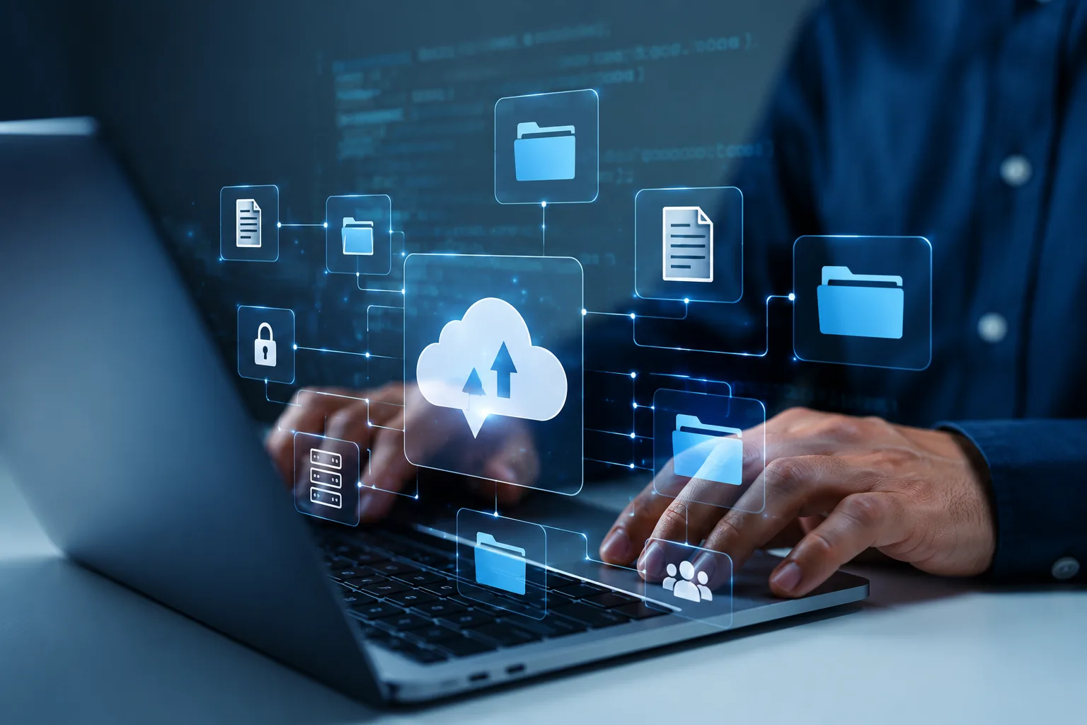 Cloud computing concept with digital folders