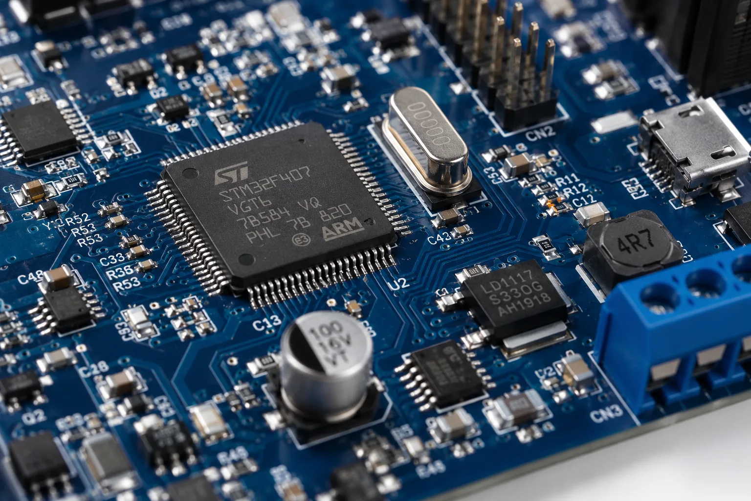 Embedded systems circuit board close-up